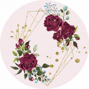 Capa Painel - Tema Floral Tecido Helanca 150x150 4x0  Redondo, Costura Overlock c/ Elástico 